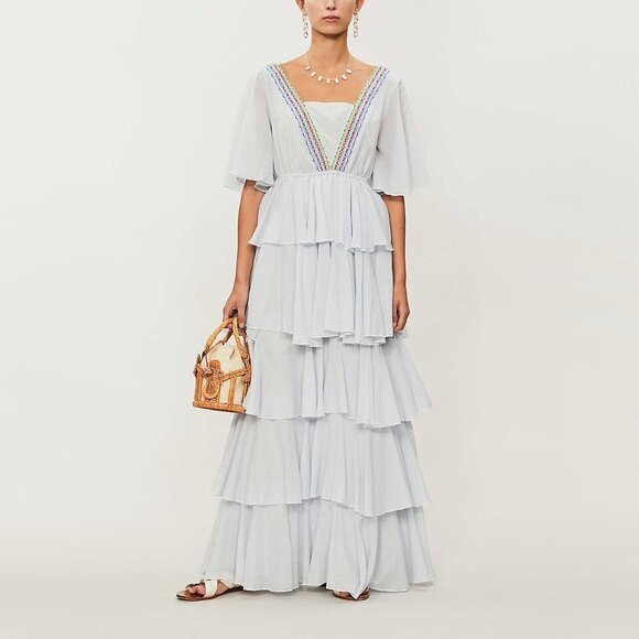 NWT Pitusa peach Talullah ruffle maxi dress - Picture 4 of 9